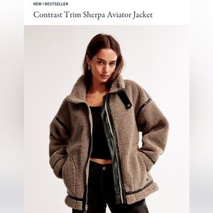 Contrast trim Sherpa aviator jacket
